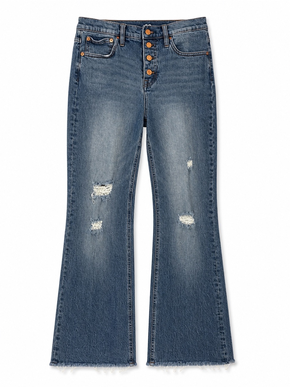 J. Crew Demi Boot Crop Distressed Jeans, Button Fly